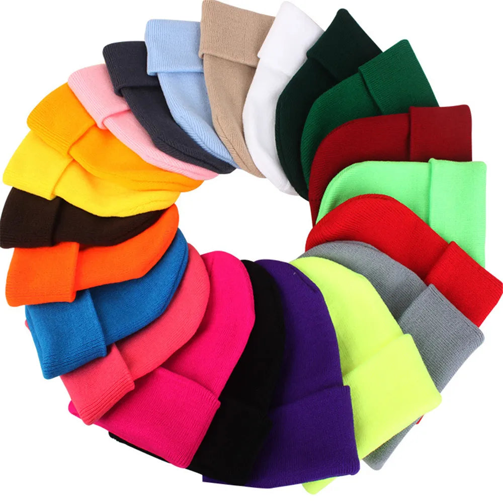 New Autumn Winter Hats for Woman New Beanies Knitted Fluorescent Hat Girls Female Beanie Caps Warmer Bonnet Unisex Casual Cap