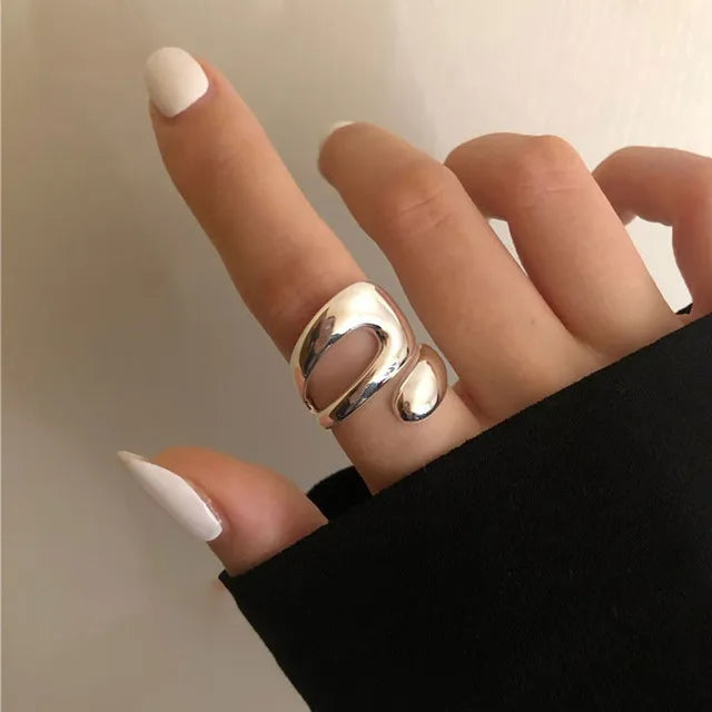 925 Sterling Silver Smooth Rings For Women hollow out chain Jewelry Beautiful Finger Open Rings For Party Birthday Gift