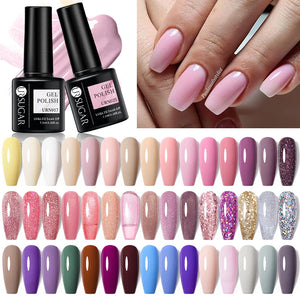 UR SUGAR Pink Glitter Sequin Gel Nail Soak Off UV Nail Art Semi-permanent Varnish All For Manicure Nail Supplies