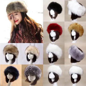 Hot Winter Thick Furry Hairband Fluffy Russian Faux Fur Women Girl Fur Headband Hat Winter Outdoor Earwarmer Ski Hats new