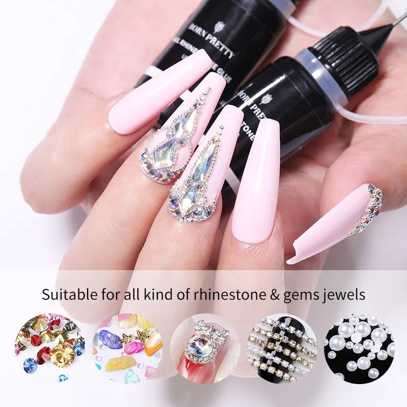 BORN PRETTY 10g Nail Rhinestone Adhesive Glue For Stick The Drill Tranparent Nail Glue Soak Off UV LED Nail Art Gel Varnish