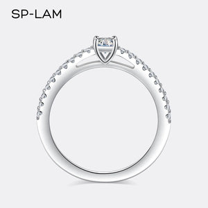 Real 925 Sterling Silver Small Moissnaite Ring For Women Simple Sparkling Round 0.3CT Certificated Lab Diamond Finger Rings