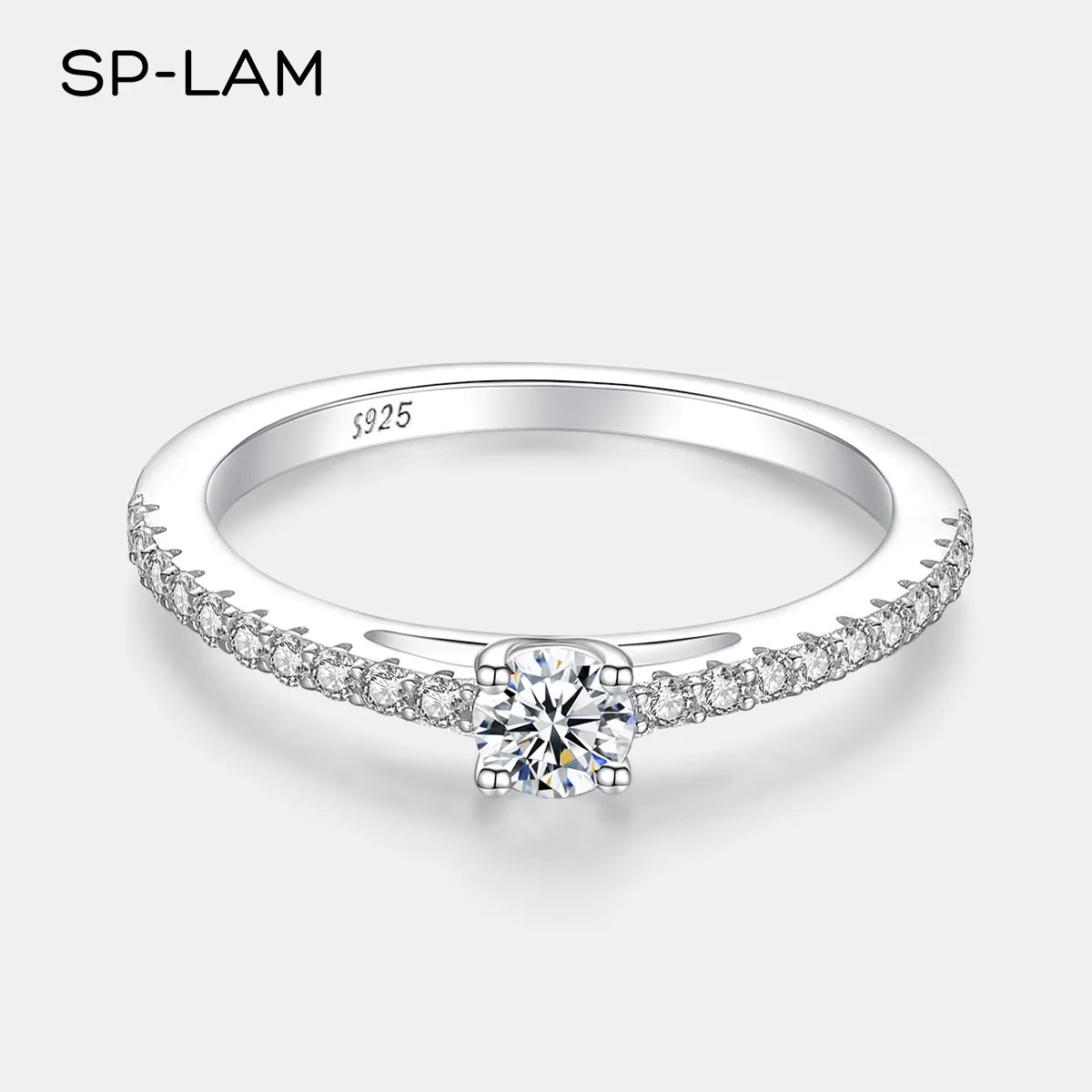 Real 925 Sterling Silver Small Moissnaite Ring For Women Simple Sparkling Round 0.3CT Certificated Lab Diamond Finger Rings