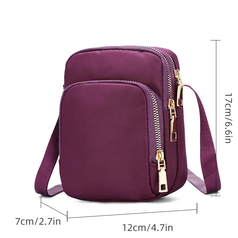 Women Bag Waterproof Shoulder Bag Crossbody Zipper Mobile Phone Lady Female Multifunction Handbag Wrist Purse Womens Pouch