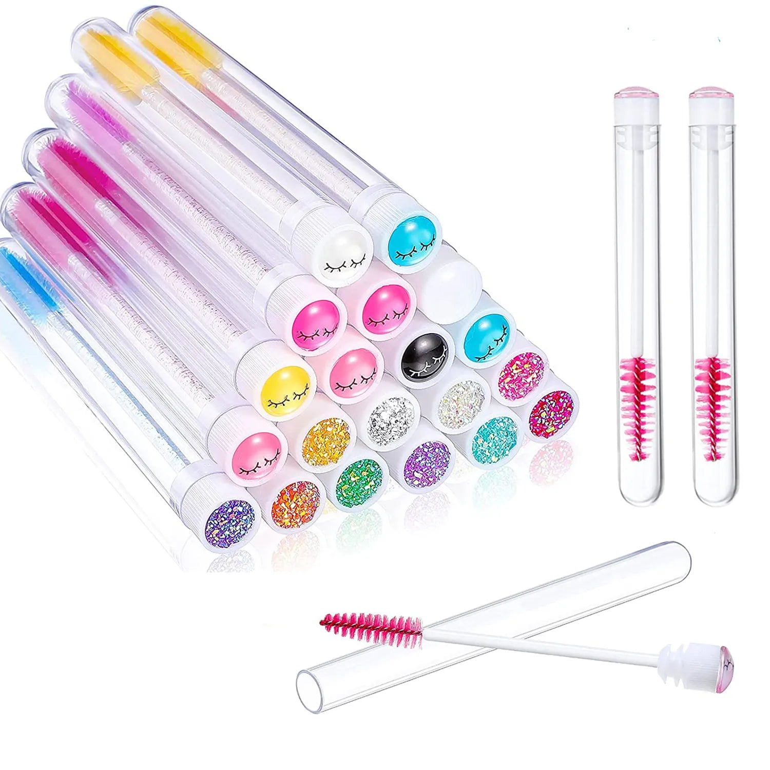 50Pc Reusable Eyebrow Brush Tube Eyelash Brush Eyebrow Brush Replaceable Dust-proof Sparkling Diamond Makeup Brush