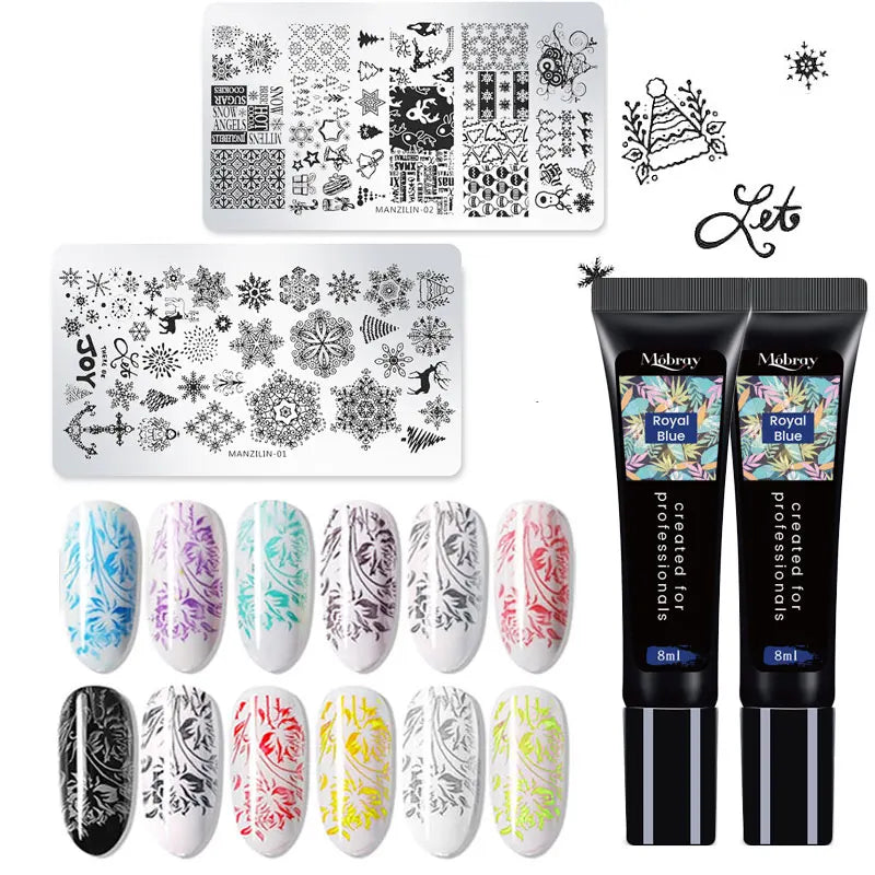 Mobray 8ML Nail Stamping Gel Polish Black White Colorful Painting Polish Semi Permanent Soak Off UV Stamp Gel For Nail Art