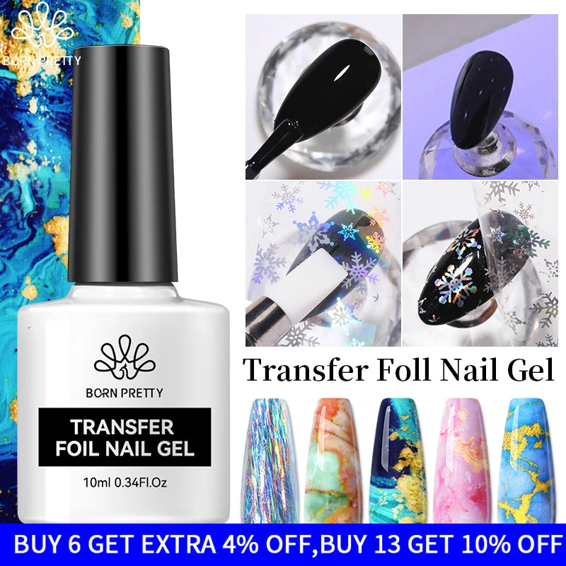 BORN PRETTY Transfer Foil Nail Gel Polish Semi-Permanant Varnish For Adhesive Sticker Nail Glue Soak Off UV LED Gel Nail Art Man