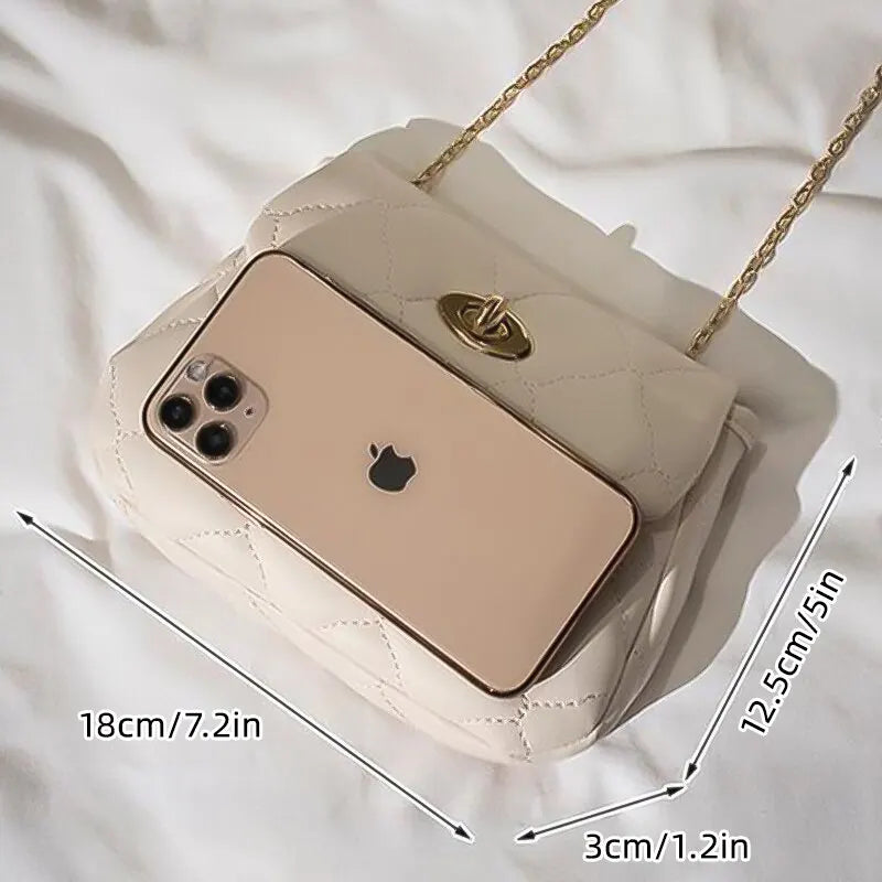 New Fashion Diamond Plaid Chain Bag Chic Versatile Solid Color One Shoulder Bag Crossbody Small Package