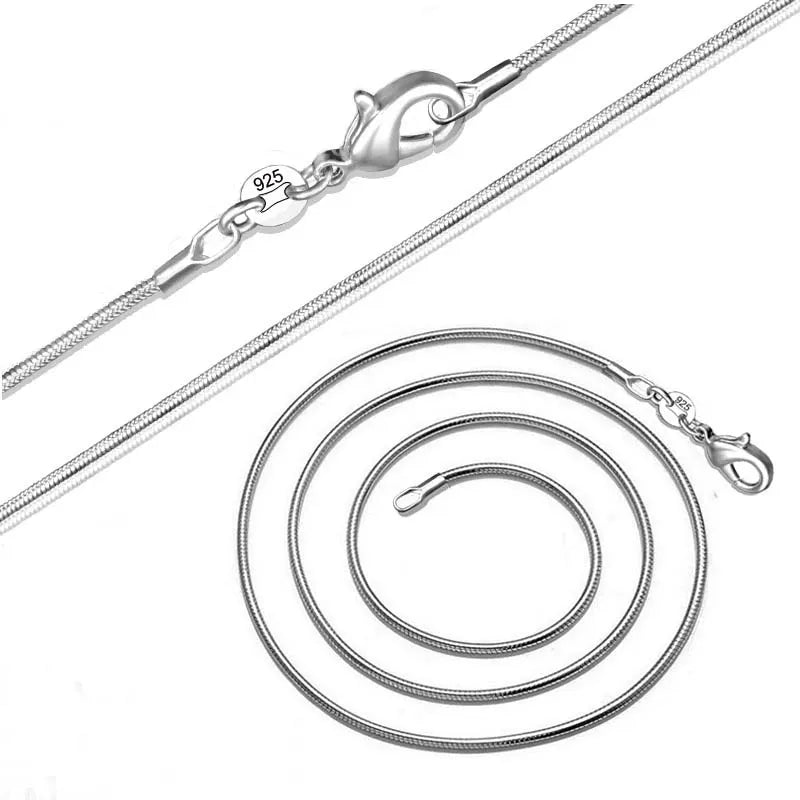 925 sterling silver necklace women, silver fashion jewelry Snake Chain 1mm Necklace 16 18 20 22 24"