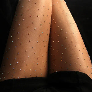 Women's Sexy Breathable Rhinestone Snagging Resistance Pantyhose Diamonds Stockings Plus Size Tights 20D Spider Stockings