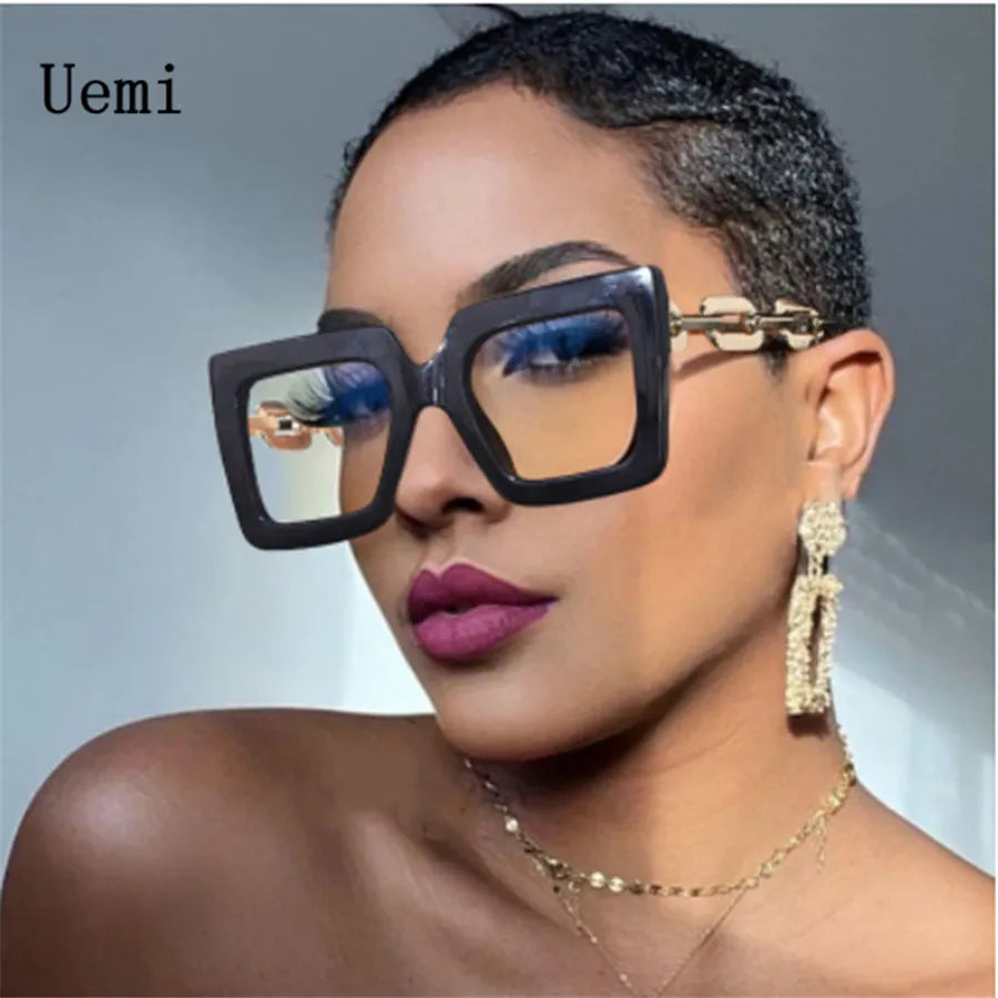 New Women Fashion Anti Blue Light Oversized Frame Women Glasses Square Plain Glasses Optical Spectacle Brand Qulity Computer