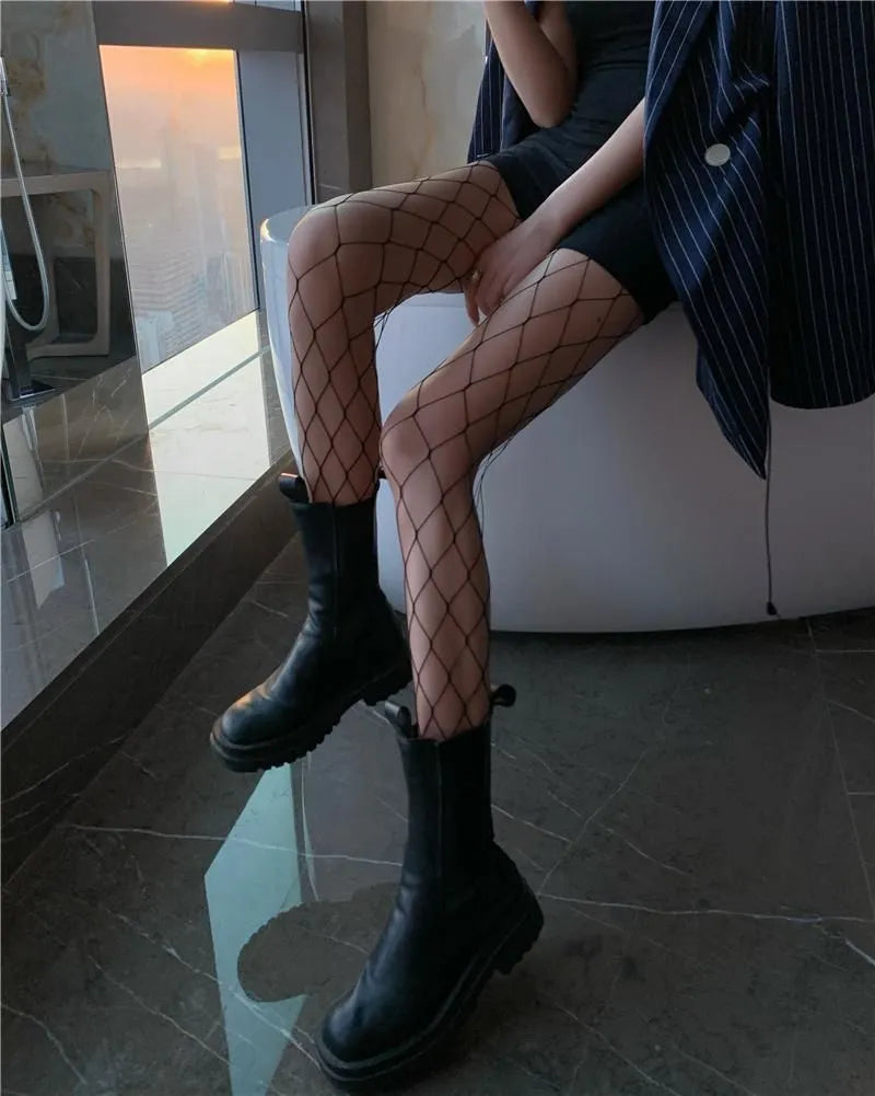 Hot Selling Slim Perfect Legs Sexy Women's Long Fishnet Mesh Nylon Tights Body Stockings Fish Net Pantyhose High Waist Hosiery