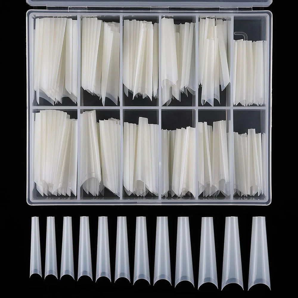 240Pcs Extra Long C Curve Straight Coffin Nail Tips 3.5-4.3CM Half Cover Acrylic False Nail Tip Boxed XXL Long  False Nails Tool