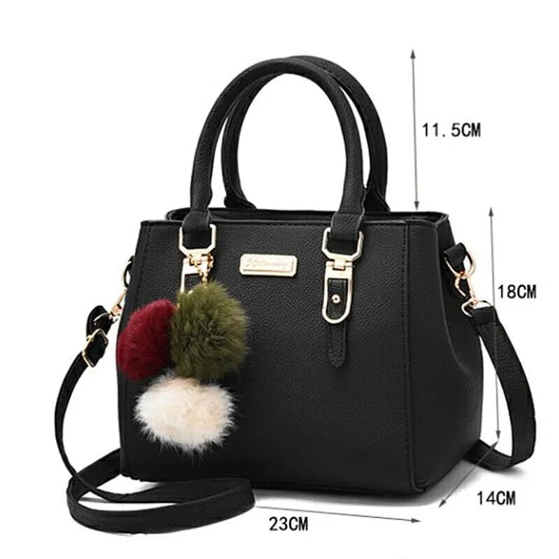 Yogodlns PU Leather Ladies HandBags Women Vintage Purse Plush Tassel Messenger Bags Tote Boston Shoulder Crossbody Bag