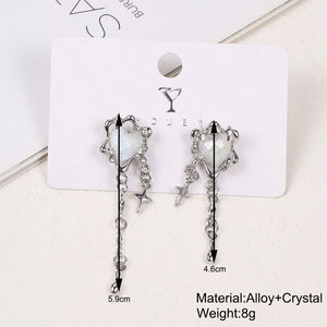 Irregular Heart Tassel Star Earrings Women Design Senior Sense of Fashion Personality Earring 2023 Y2K Trendy Party Jewelry Gift