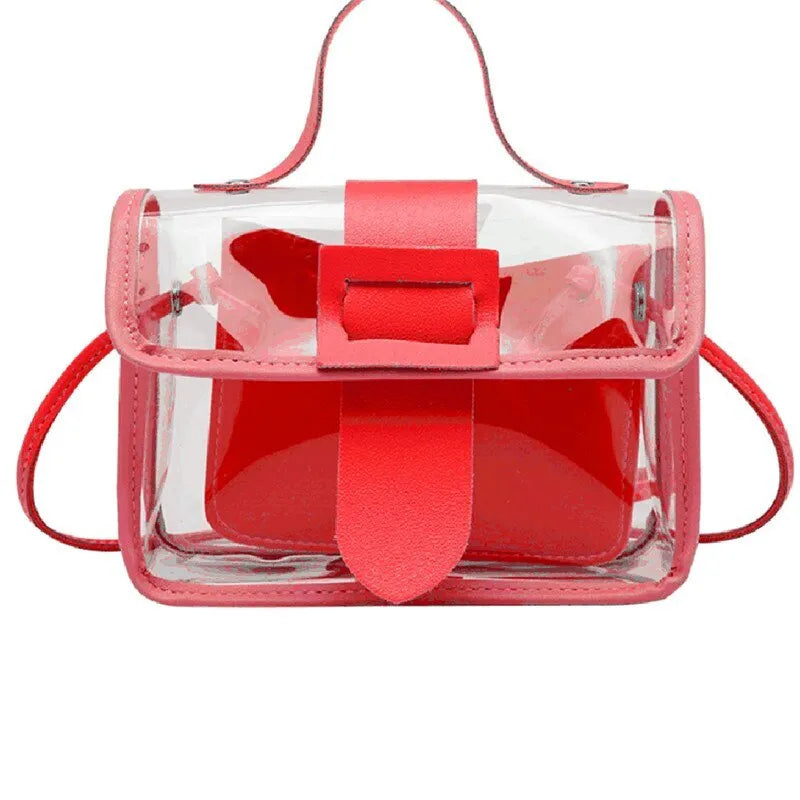 Fashion Women's Transparent Square Sling Bag Cool PVC Shoulder Bag Messenger Bag Mobile Sweet Lady Bag