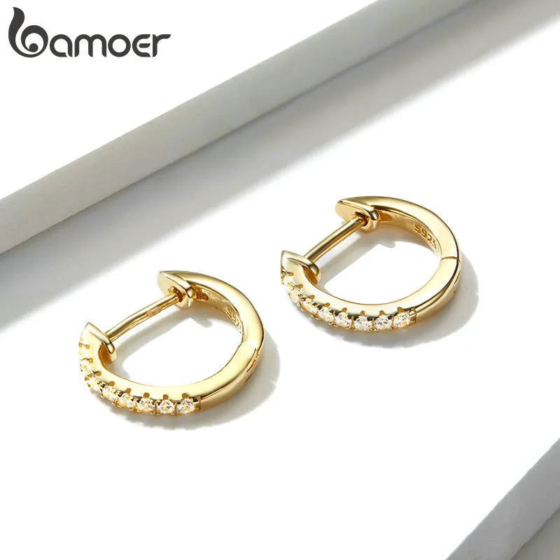 Bamoer 925 Sterling Silver Earrings For Women Small Hoop Earrings Ear Bone aros aretes Huggie Studs