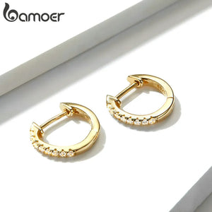 Bamoer 925 Sterling Silver Earrings For Women Small Hoop Earrings Ear Bone aros aretes Huggie Studs