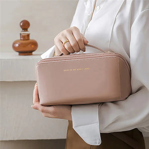 Large-Capacity Travel Cosmetic Bag Portable PU Makeup Pouch Women Waterproof Bathroom Washbag Multifunctional Toiletry Kit