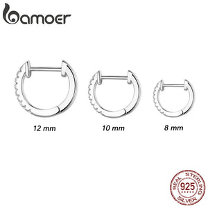 Bamoer 925 Sterling Silver Earrings For Women Small Hoop Earrings Ear Bone aros aretes Huggie Studs