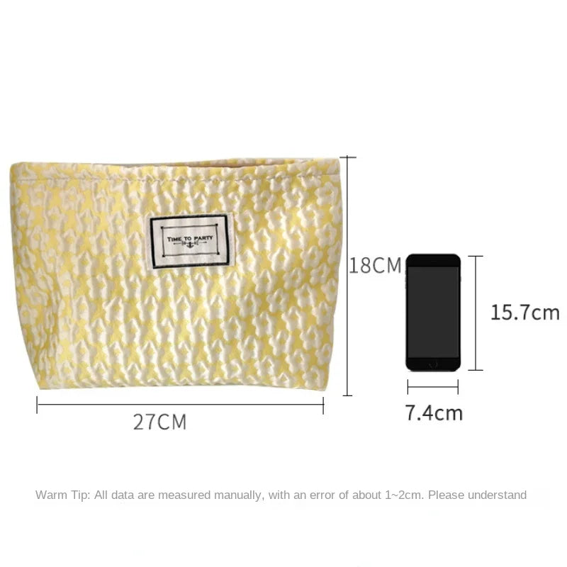 Fashion Simple Floral Jacquard Cosmetic Bag Large Capacity Travel Makeup Bag Skincare Bag Toiletry Organizer Makeup Pouch Clutch