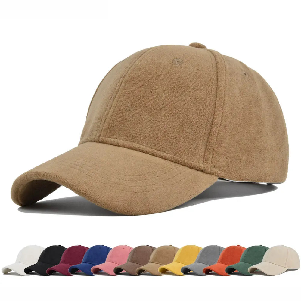 Fashion Suede Baseball Caps For Men Women Autumn Winter Solid Retro Snapback Hip Hop Hat Unisex Street Adjustable Sun Visor Caps