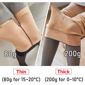 80/200g New Women's Fleece Tights Sexy Print Stockings Winter Warm Leggings Fashion High-Elastic Thermal Pantyhose Skin Effect