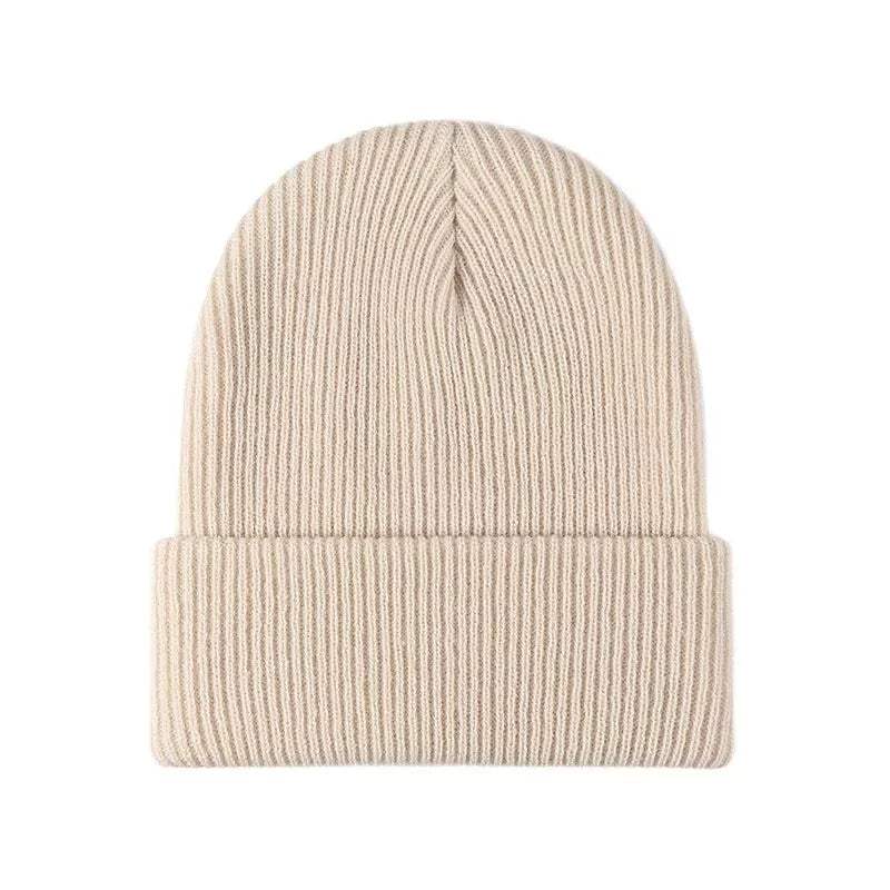 New Women Men Autumn Winter Warm Beanie Hat Solid Color Lady Male Stretch Knitted Crochet Beanies Hat Cap For Women Men