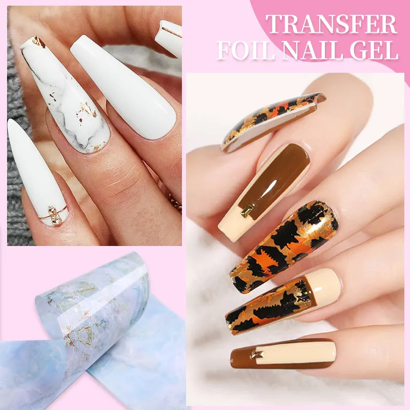 BORN PRETTY Transfer Foil Nail Gel Polish Semi-Permanant Varnish For Adhesive Sticker Nail Glue Soak Off UV LED Gel Nail Art Man