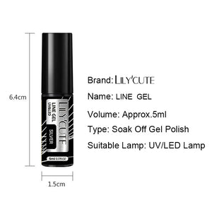 LILYCUTE 5ml Super-Bright Metallic Liner Gel Polish Gold Silver Mirror Gel Nail Polish French Style Drawing Line Nail Art Vernis