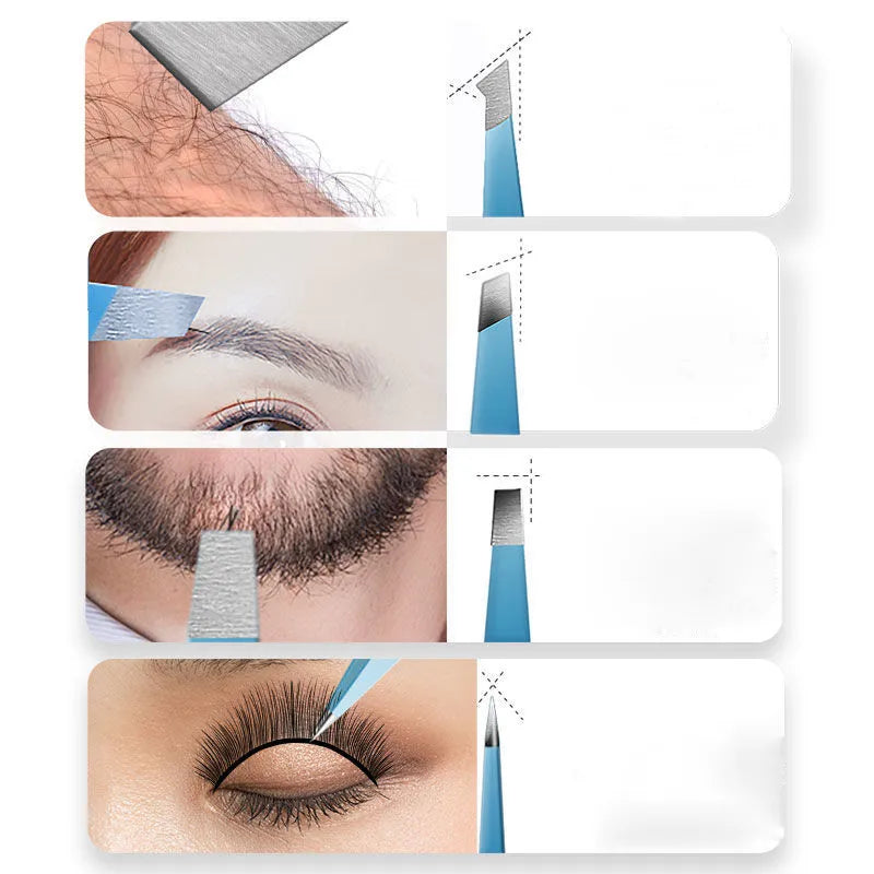 Eyebrow Tweezer Colorful Hair Beauty Fine Hairs Puller Stainless Steel Slanted Eye Brow Clips Removal Makeup Tools