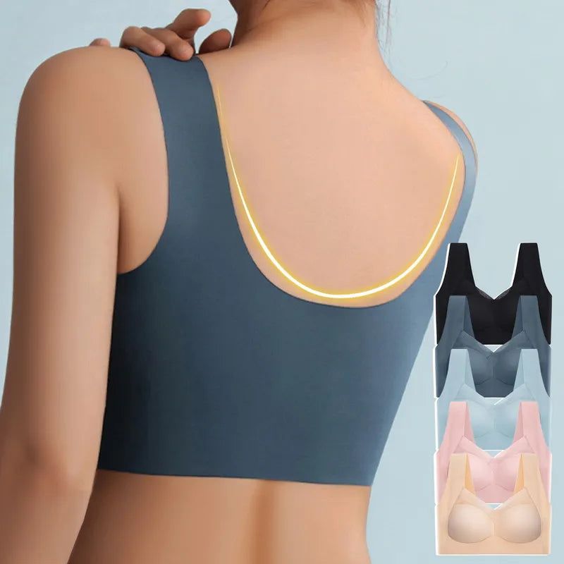 Sexy Seamless Bra Underwear for Women Push Up Anti-Sagging No Steel Ring Thin Beauty Vest Sports Running Shockproof Bra