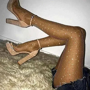 2023 Summer Fishnet Diamond Pantyhose Women Sexy Fashion Shiny Net Tights Female Slim Rhinestone Mesh Nylon Stockings Tights