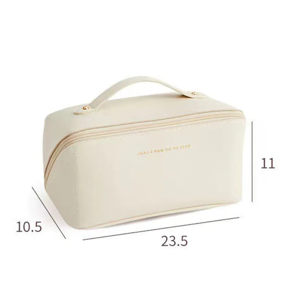 Large Travel Cosmetic Bag for Women Leather Makeup Organizer Female Toiletry Kit Bags Make Up Case Storage Pouch Luxury Lady Box