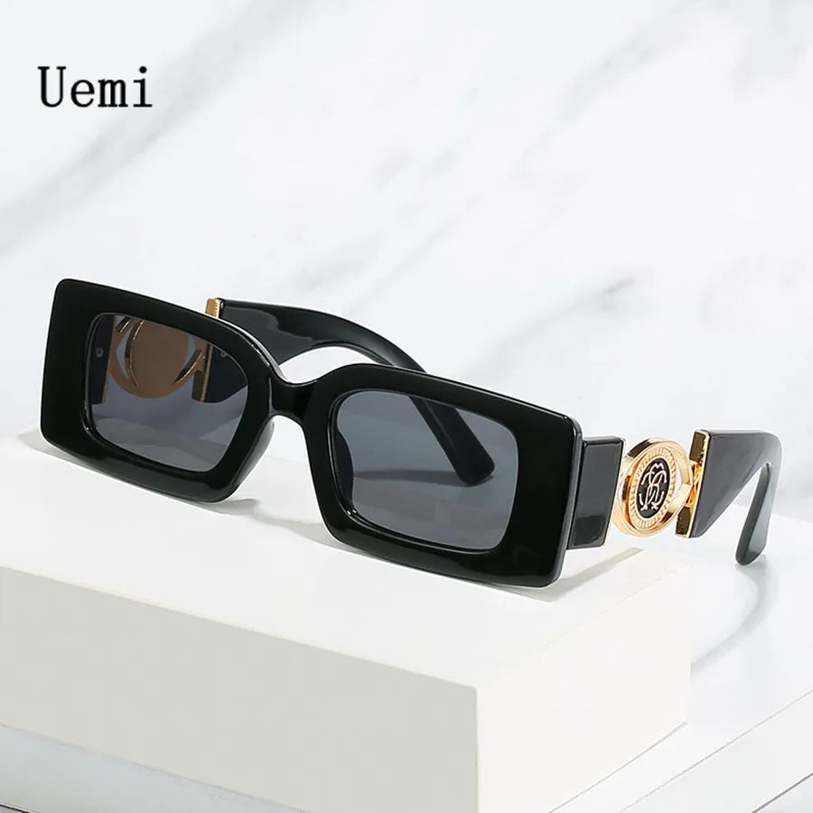 New Retro Luxury Square Sunglasses For Women Men Flower Decoration Fashion Ladies Sun Glasses Ins Hot Shading Eyewear UV400