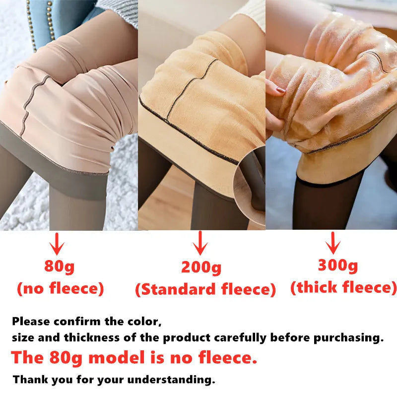 Women Fleece Tights Woman Warm Winter Pantyhose Sexy Translucent Stockings Thermal Elasticity Panty New Fashion Leggings Female