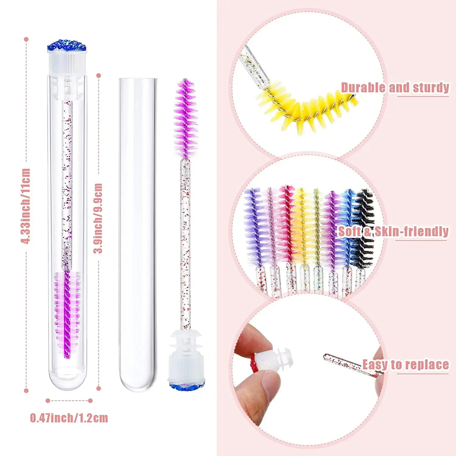 Reusable Eyelash Brush Tube Disposable Mascara Wands Replaceable Dust-proof Eye Lash Eyebrow Brush Tube for Eyelashes Extension